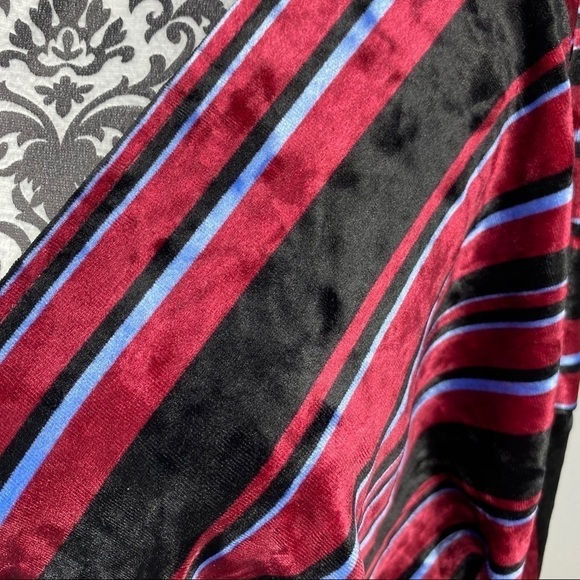 NY Collection Stripe Velvet Asymmetrical Dress - Picture 9 of 13